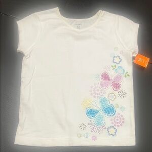 Carter's White and Blue Short Sleeve Tee Floral Design
